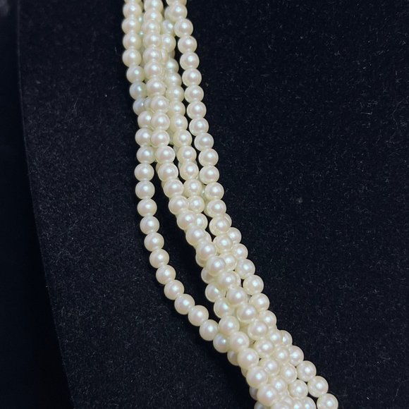 VTG Givenchy Style Gold Tone Faux Pearl 6 Strand Necklace W/Pink Pendant (2705) - Picture 2 of 10